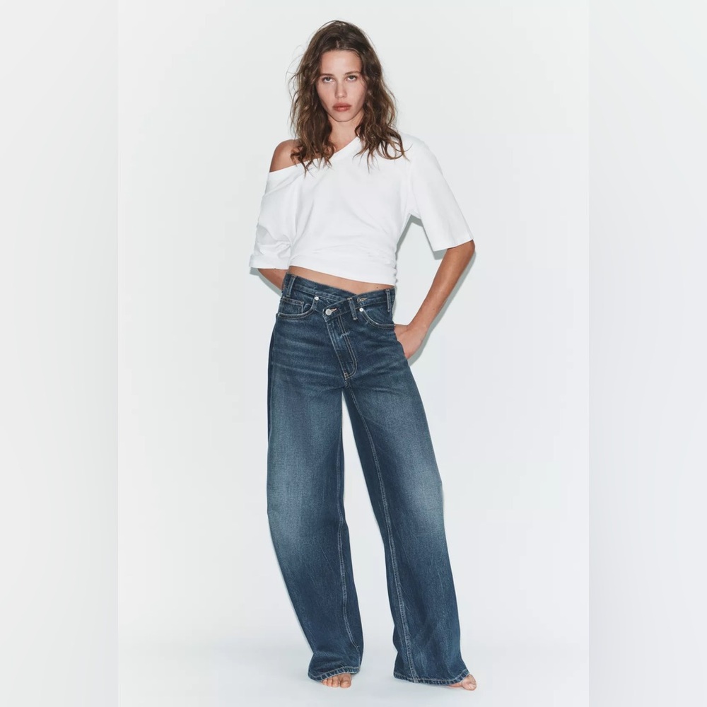 The high waist crossover Criss cross Zara wide leg jeans 22/ 23 BNWT